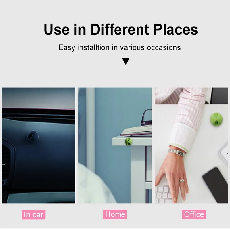 !ACCEZZ 3Pcs Round Clip phone Cable Wire Winder Desktop Mouse Earphone Tidy Organizer USB Cord Fixer Holder Collation Management