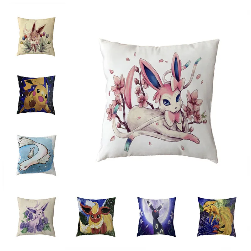 

Promotion Cartoon Pokemon Pattern Cushion Cover Polyester Peach Skin Pattern Family Living Room Sofa Decorate Throw Pillowcase