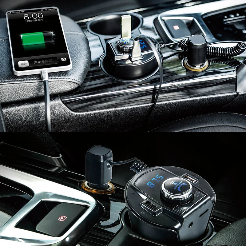 BX6 1," ЖК Bluetooth автомобильный комплект MP3-плеер fm-передатчик hands-free автомобильный комплект с двойным USB зарядным устройством музыкальный плеер Поддержка TF карты