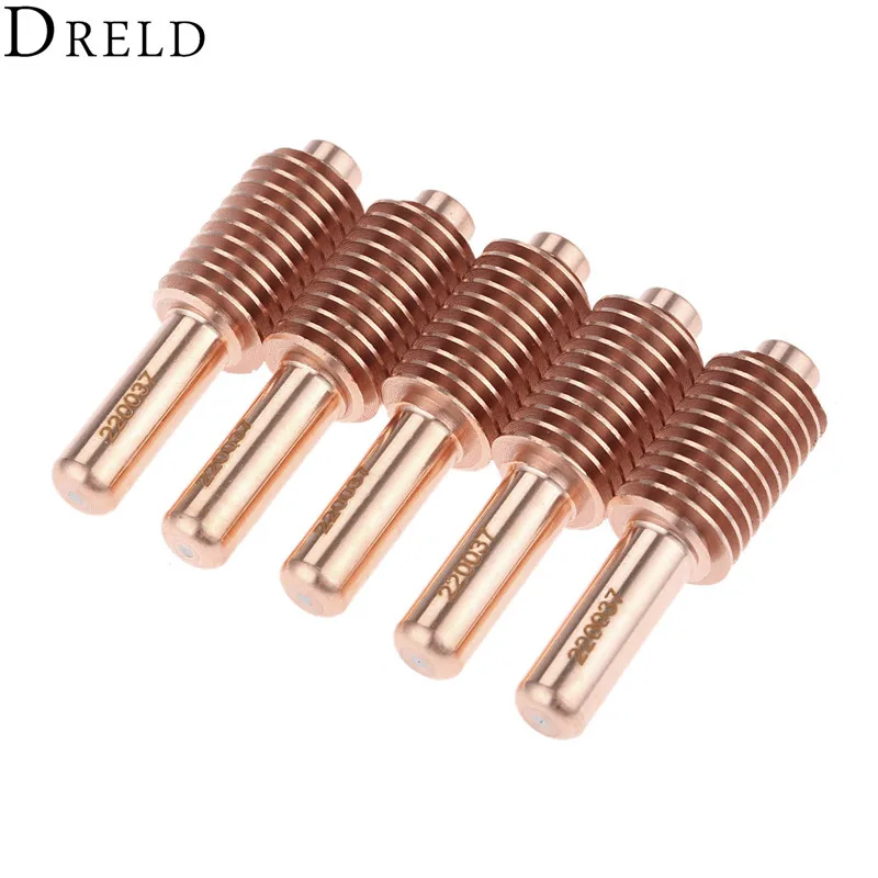 DRELD 5pcs 100A Electrode 220037 for Plasma Cutting Torch Consumables Replacement Unshielded /Shielded/Gouging Processes DRELD 5pcs 100A Electrode 220037 for Plasma Cutting Torch Consumables Replacement Unshielded /Shielded/Gouging Processes