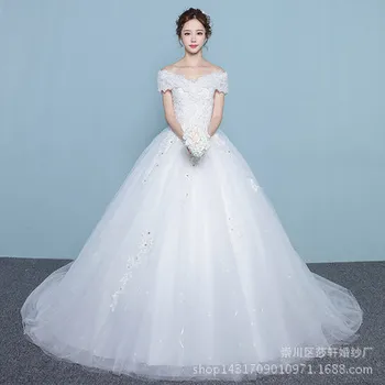 

Luxury Wedding Dress 2019 Elegant Ball Gown V Neck Appliques Beaded Princess Plus Size Bridal Gowns Crystal Vestido De Noiva