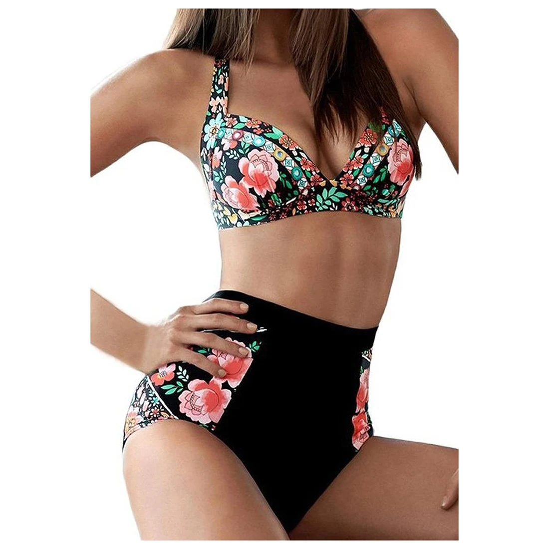 

Women's Halter Geometric Print High Waisted Swimsuit Bathing Suits Bikini