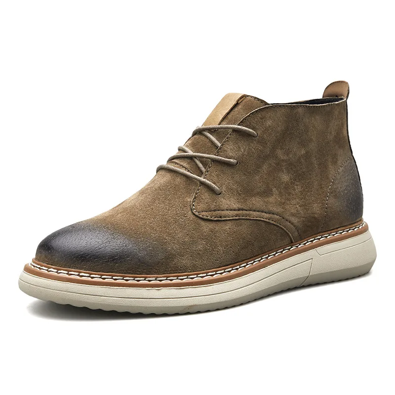 

Fashion Leisure Solid Men Martin Boots Round Toe Ankle Low Punk Motorcycle Boots Spring Autumm Sewing Lace up Outdoor Shoes