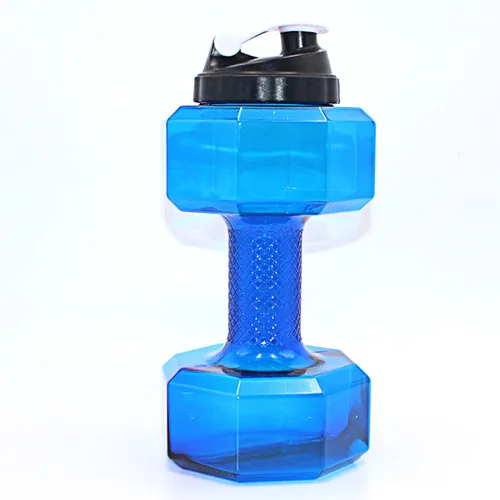 2.2L водная гантель, чайник, Большая пластиковая емкость, Спортивная бутылка, портативная Спортивная гантель, оборудование для занятий фитнесом, тренажерного зала - Цвет: Синий