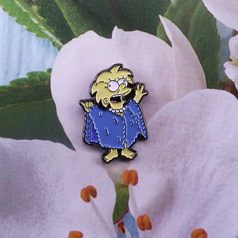 Лиза Симпсон значок ящерица брошь с изображением королевы поп булавка аниме милый мультфильм пальто куртки Декор