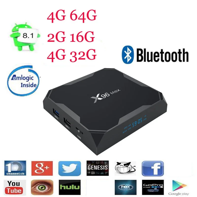 X96 Макс 5 шт Android 8,1 Amlogic S905X2 X96MAX 4 GB 64 GB ТВ BOX 2,4G и 5 ГГц Wi-Fi 1000 м H.265 4 K Media Player