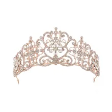 KMVEXO, свадебные диадемы из розового золота с кристаллами, цветы, стразы, короны для выпускного вечера, повязка на голову невесты, свадебные украшения для волос, аксессуары