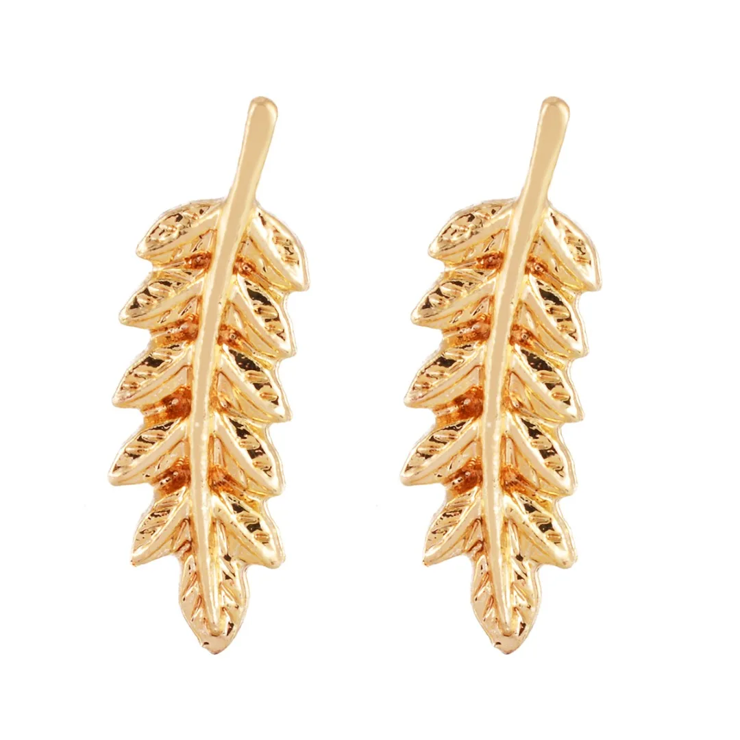 2 Pcs Fashion Women Jewelry Girl Silver Gold Color Cilp Ear Sweep Wrap Ear Climber Leafs Vines Earrings Brincos Femme Bijoux