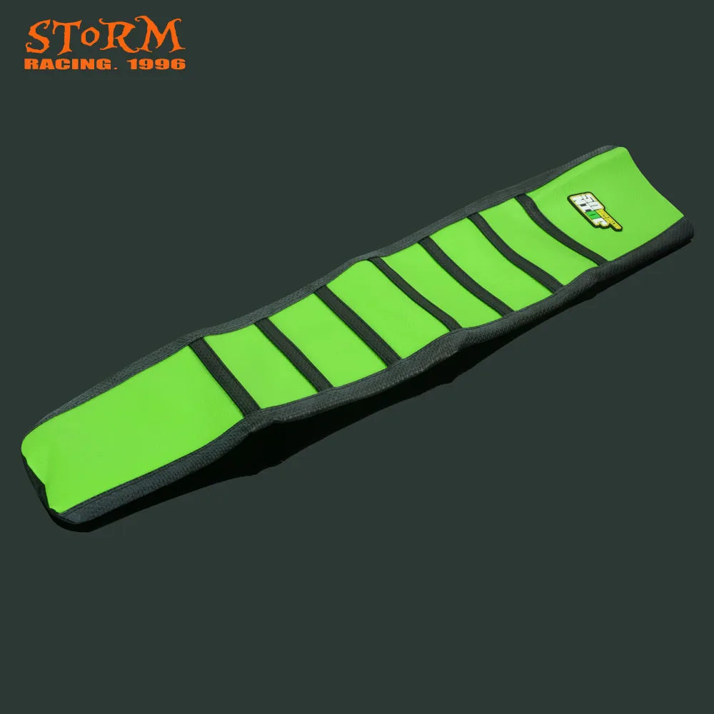 

Motorcycle Green and Black Striped Soft Gripper Rubber Seat Cover For KAWASAKI KXF450 KX450F KXF 450 2016 2017 2016-2017