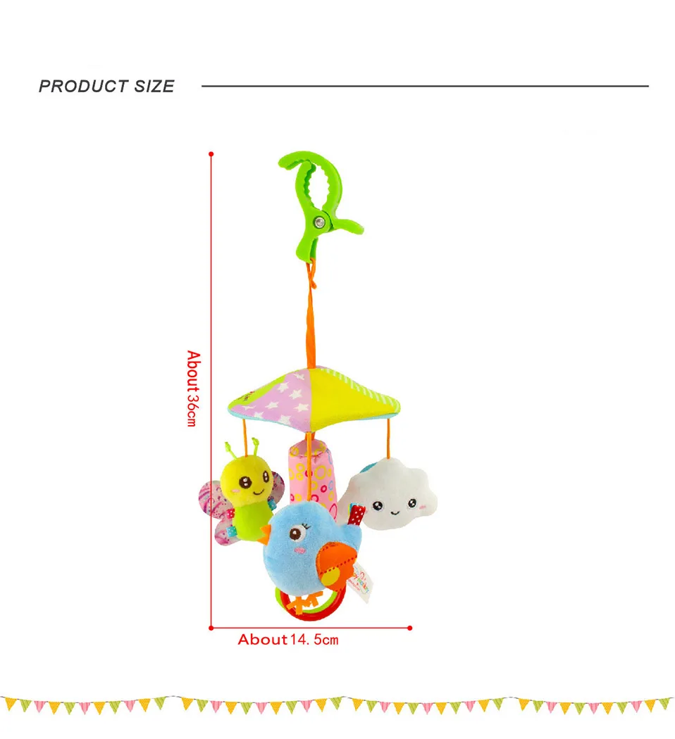Детские игрушки 0-12 месяцев плюшевые с милыми животными мягкие и музыкальные погремушки для младенца кровать колокольчик вращающийся колокольчик ветра развивающие игрушки