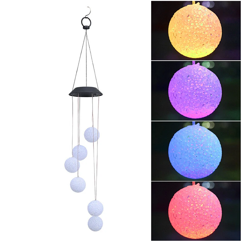 

6 Leds Solar Wind Chimes Light Multicolor Ball Hanging Home Decoration Wind Chimes Bell Lamp For Window Party Garden Light