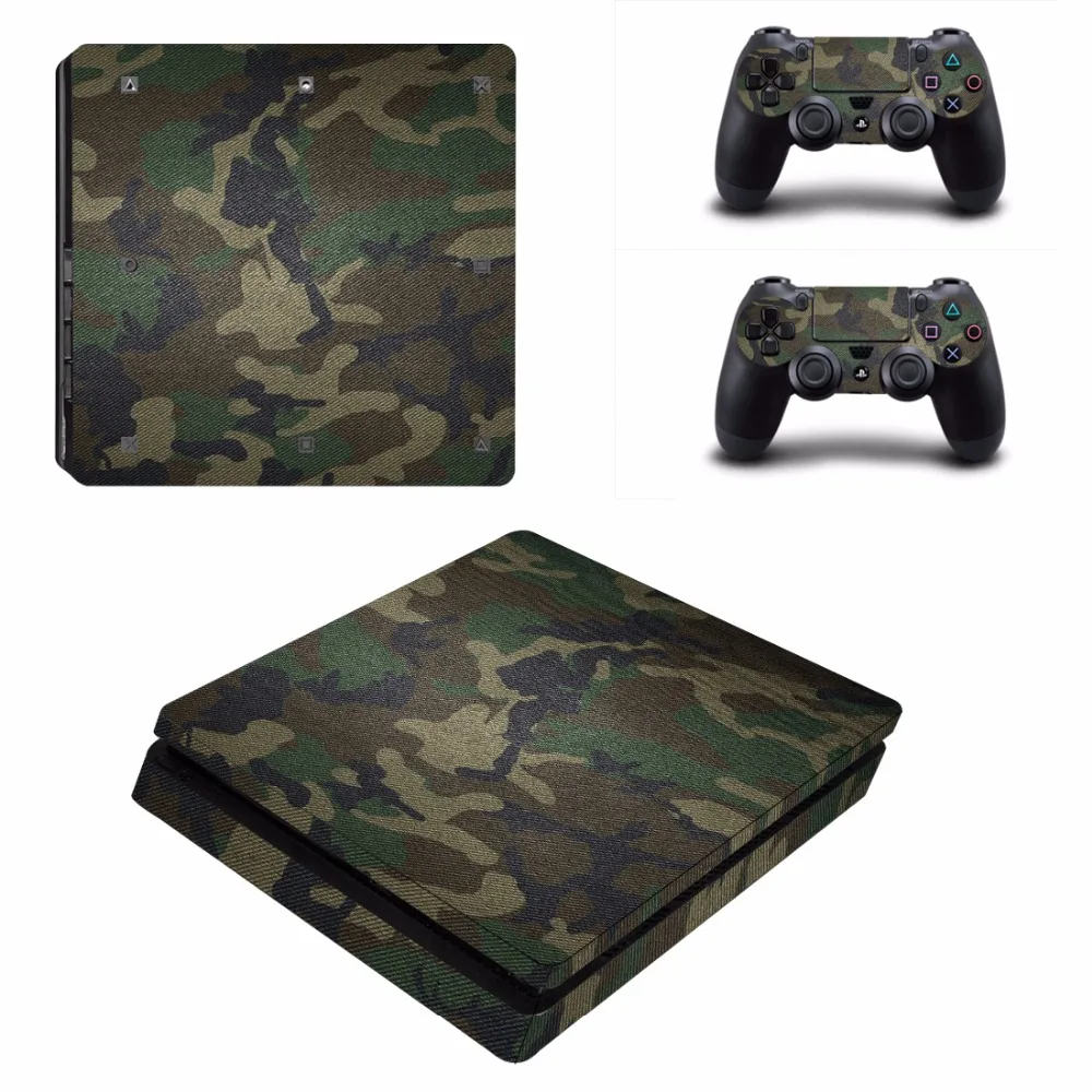 Camouflage Removable Vinyl Skin decal stickers For PlayStation 4 Slim PS4 Slim Console 2Pcs Sticker Controller