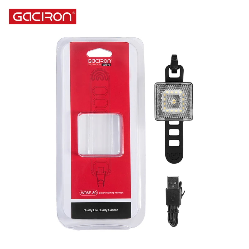 Cheap GACIRON Bicycle Warning Front Light 80Lumen W08F-80 LED Lamp Bicycle Light USB Rechargeable IPX6 Waterproof Bike Accessories 4