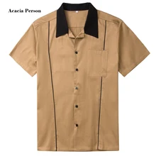 Дизайн Горячая Распродажа Мужская рубашка с коротким рукавом Повседневная приталенная Гавайская Мужская рубашка хлопок рокабилли Винтаж 50 s Клубные рубашки