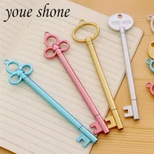 2 шт./лот, черные ручки для подписи, винтажный ключ, пластиковая гелевая ручка, студенческие принадлежности для детей 0,38 мм