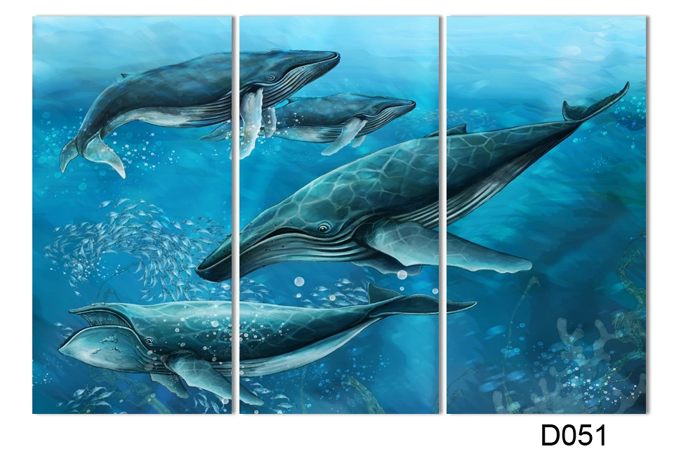 

Ocean Serial 3 panel ink painting canvas printing wall art of abyssal fish take away picture of Children Room decoration D051