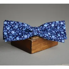 Синий цветочный узкий с галстуком-бабочкой, мужской галстук, хлопчатобумажный галстук ручной работы, Цветочная бабочка