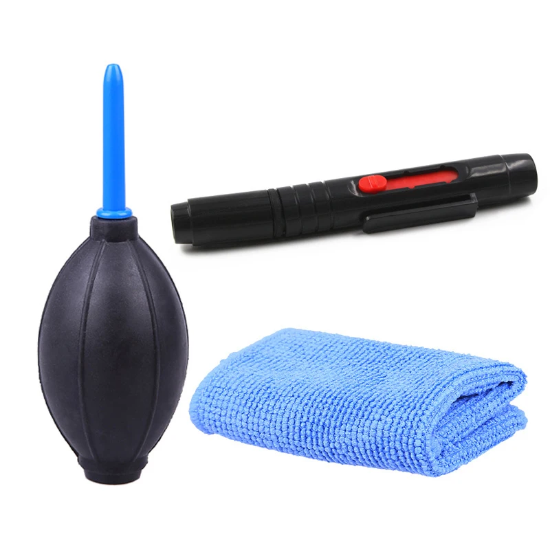 

3in1 Lens pen Suit Dust Cleaner Camera Cleaning Lens Brush Air Blower Wipes Clean Cloth kit for Gopro Canon Nikon Camcorder VCR