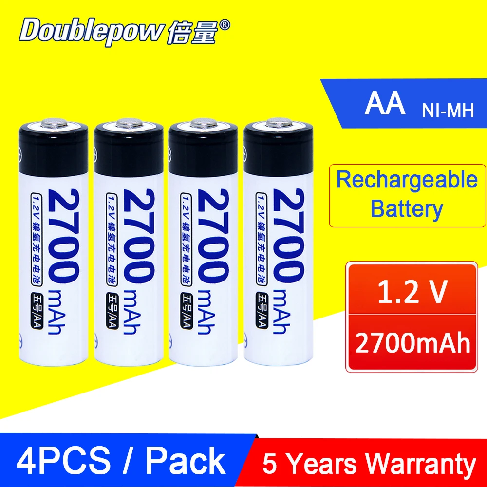 4 шт. AA Аккумуляторная батарея 1 2 V 2700mAh Ni MH предварительно заряженная pilhas recarregaveis