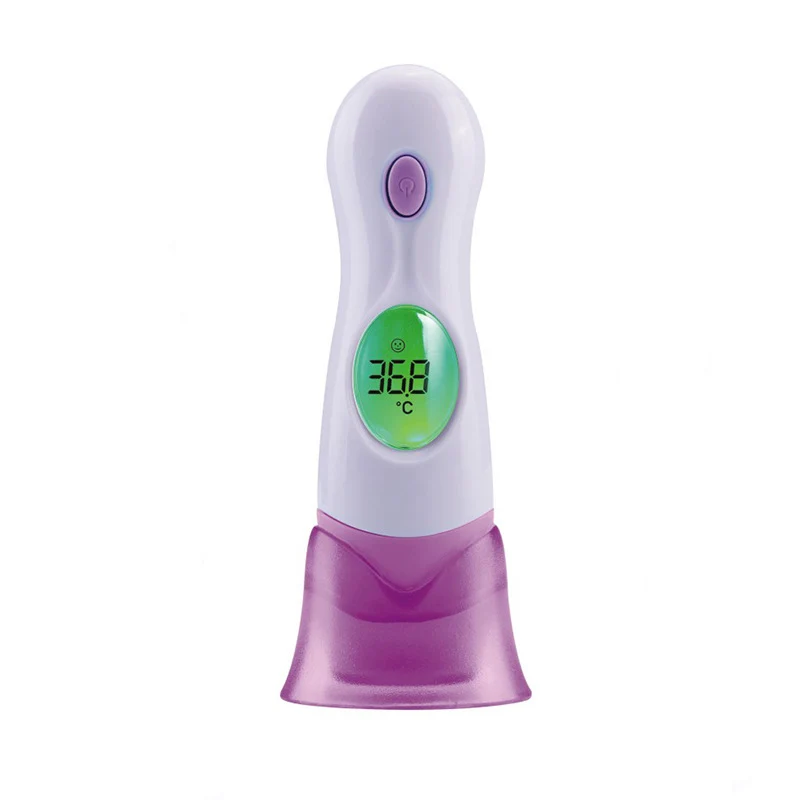 Детский термометр с ЖК-дисплеем экран лбу уха окружающей среды часы Ванна температуры и гигрометром декоративные часы для здоровья взрослых термометр - Цвет: Purple