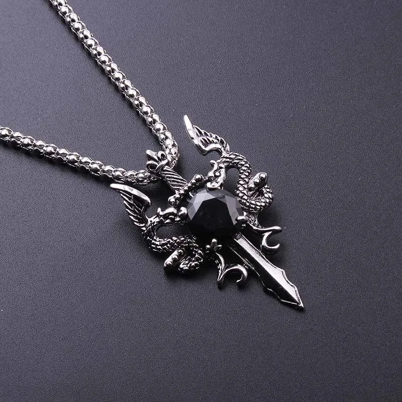 Дракон ожерелье с кулоном в виде меча игра трона ожерелье красный черный кристалл ожерелье для мужчин рождественские подарки велосипедные украшения