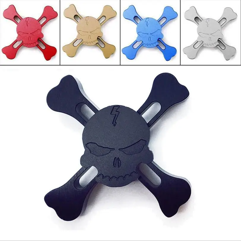 

6 Color Cool Skull Alloy Fingertip Gyro Fidget Hand Spinner Finger Spinner Toy Focus Tri Spinner Reduce Stress Gifts