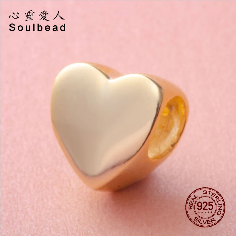 Soulbead 925 серебро Fit Pandora браслет DIY бусины золотая звезда очаровательные ювелирные украшения в форме сердца для подарка на день рождения SS0439