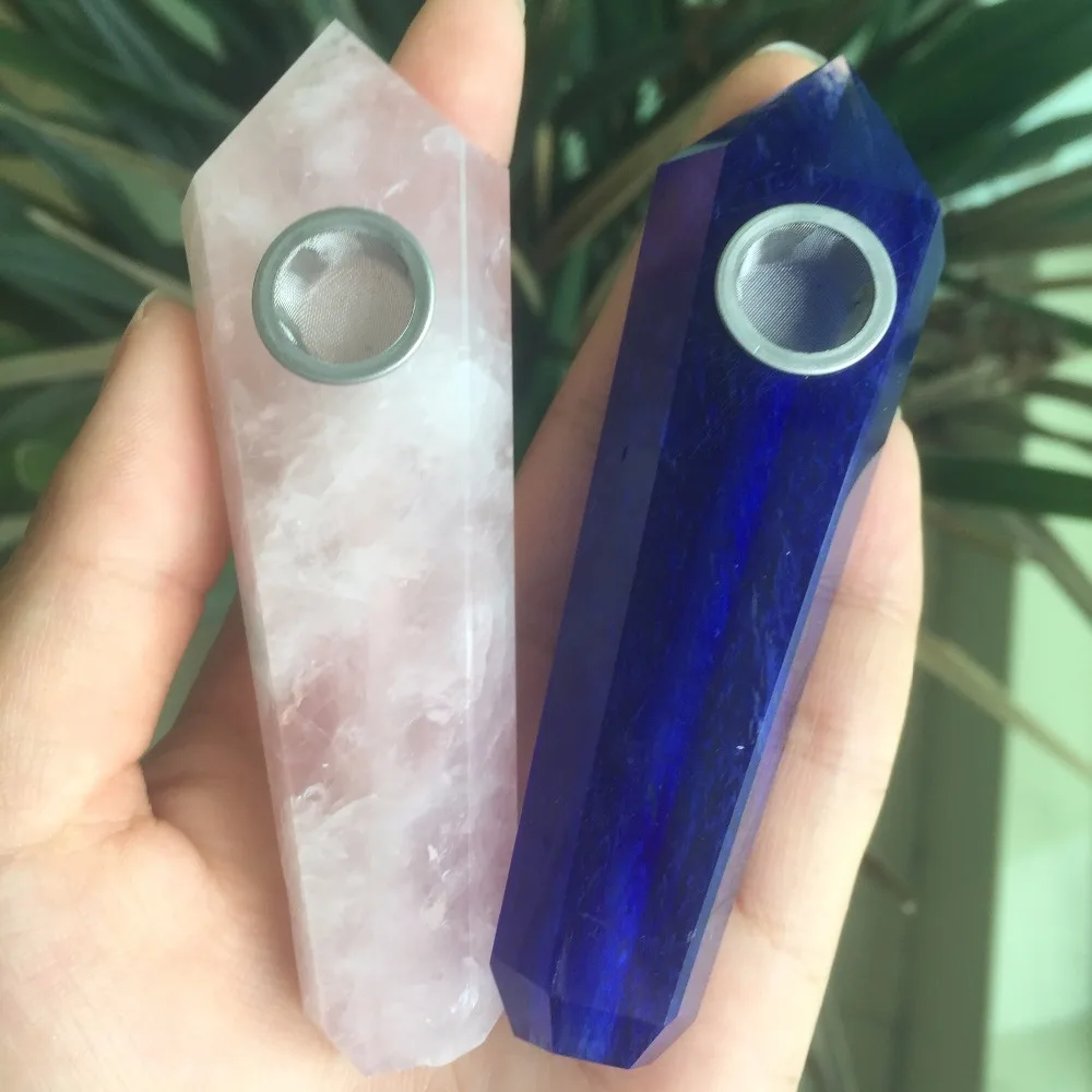 

2018 Fashion Design Natural Portable Crystal amethyst tobacco Free cigarette Weed pipes for Smoking christmas Gift