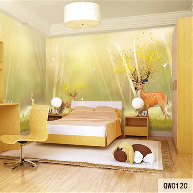 

Custom 3D Print DIY Fabric &Textile Wallcoverings For Walls Cloth Abstract Deer Forest Washable Matt Silk For Living Bedroom Top