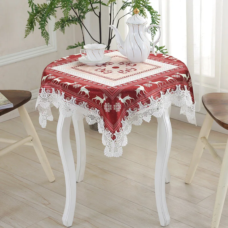 

New Year Holiday Christmas Tablecloth Kitchen Dining Table Decorations For Home Tv Square Party Table Covers Christmas Ornaments