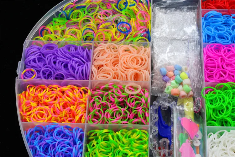 6000pcs Lacing Rubber Loom DIY Weaving Box elastic bands for weaving bracelets Braid set Handicraft Bracelet Kit Kids Toy