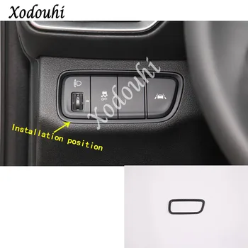 

For Hyundai Santa Fe SantaFe 2019 2020 car sticker carbon fiber front head fog light switch button trim frame lamp parts 1pcs
