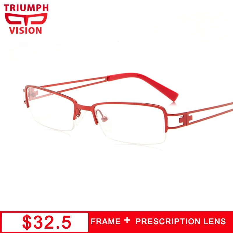 Триумф крест видение Дизайн Hollow Сверхлегкий красные очки Для женщин рецепт очки минус очки прозрачные очки