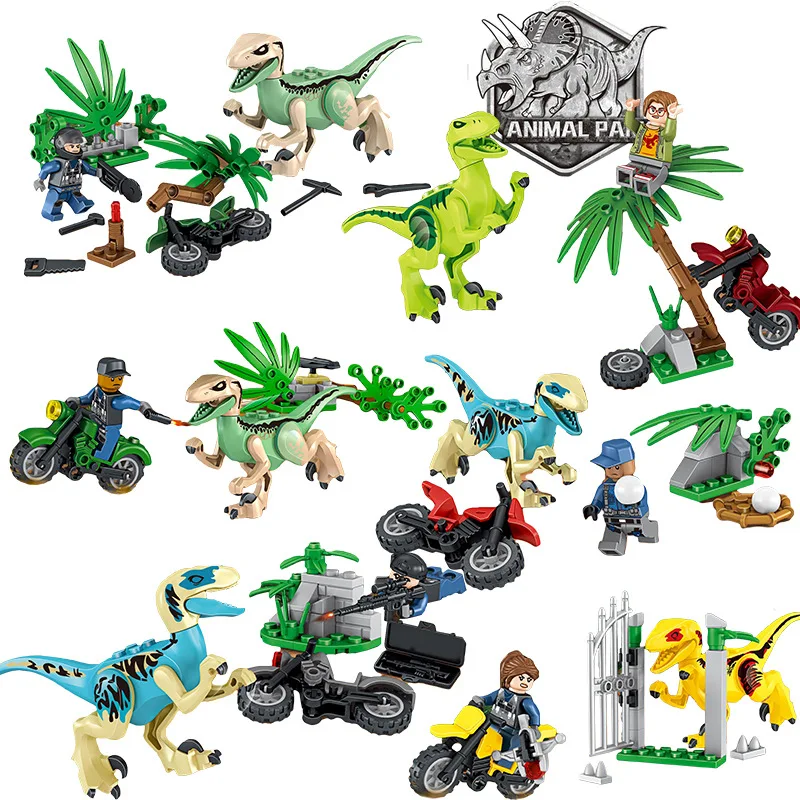  Jurassic World Model Dinosaurs Figures T-Rex Pterosaur Raptor Building Blocks Toys Compatible legoING  Educational Brick Gifts