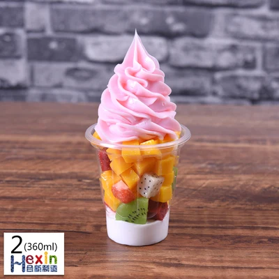 Оконный дисплей модели продуктов питания для сливочного мороженого реквизит Моделирование мороженого вафельный конус образец формы поддельные фрукты Sundae модель на заказ - Цвет: 360ml strawberry