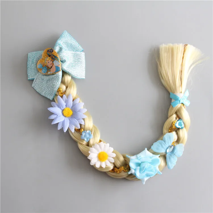 

Cute Essar Princess Braid Wig Spring Clamp Headdress Birthday Party Cosplay Hair Accessories Children Headband Girls Hairpins