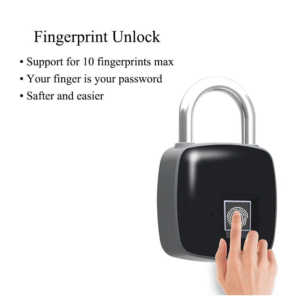 

Mini Smart Fingerprint Padlock USB Charging Portable Smart Security Key Lock Anti-theft for Home Door Suitcase Office