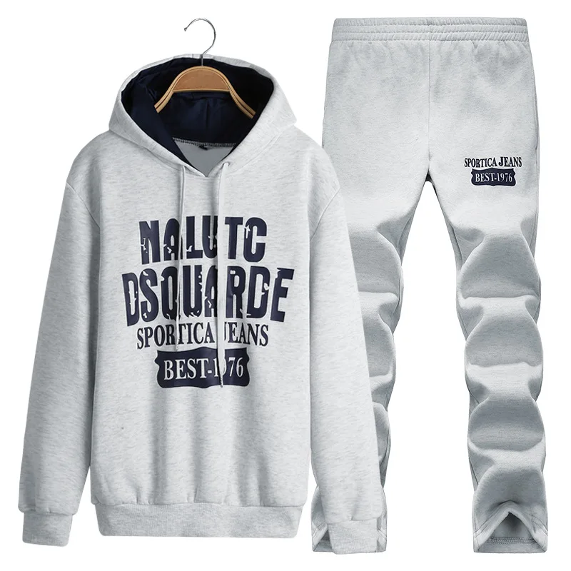 2019 brand sporting suit men 2 pieces set men's hooded sweatshirt+pants letter print tracksuit large size sweatsuit male 4XL
