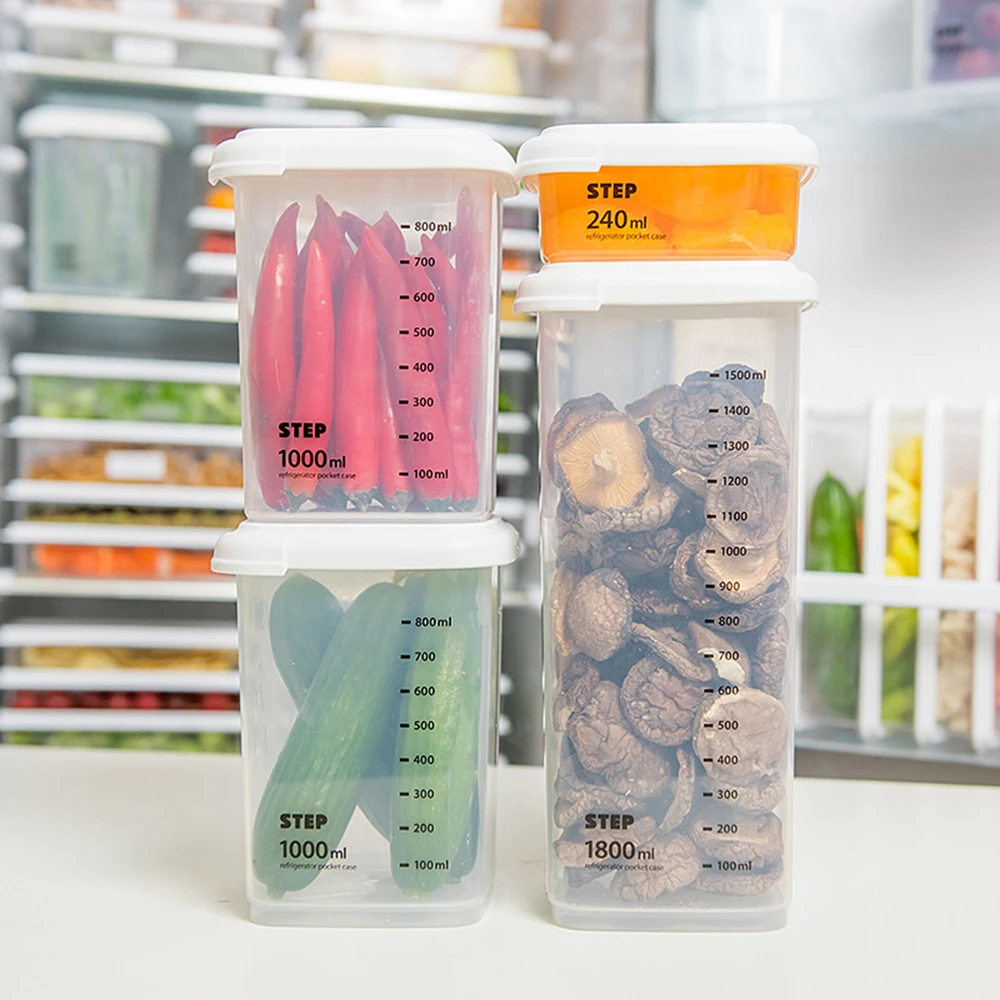 

New 1pcs 650ML/1800ML Space Saving Container Fridge Storage Rake Freezer Food Storage Boxes Pantry Organizer Bins Storage Box