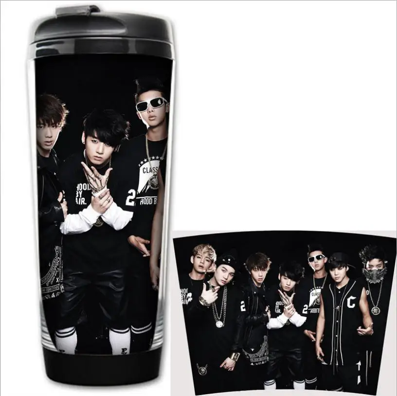 Kpop молодежный клуб BTS пуленепробиваемого стекла пластиковые стаканчики K-поп-звезда мальчиков Bangtan же стиль против ошпаренный двойное