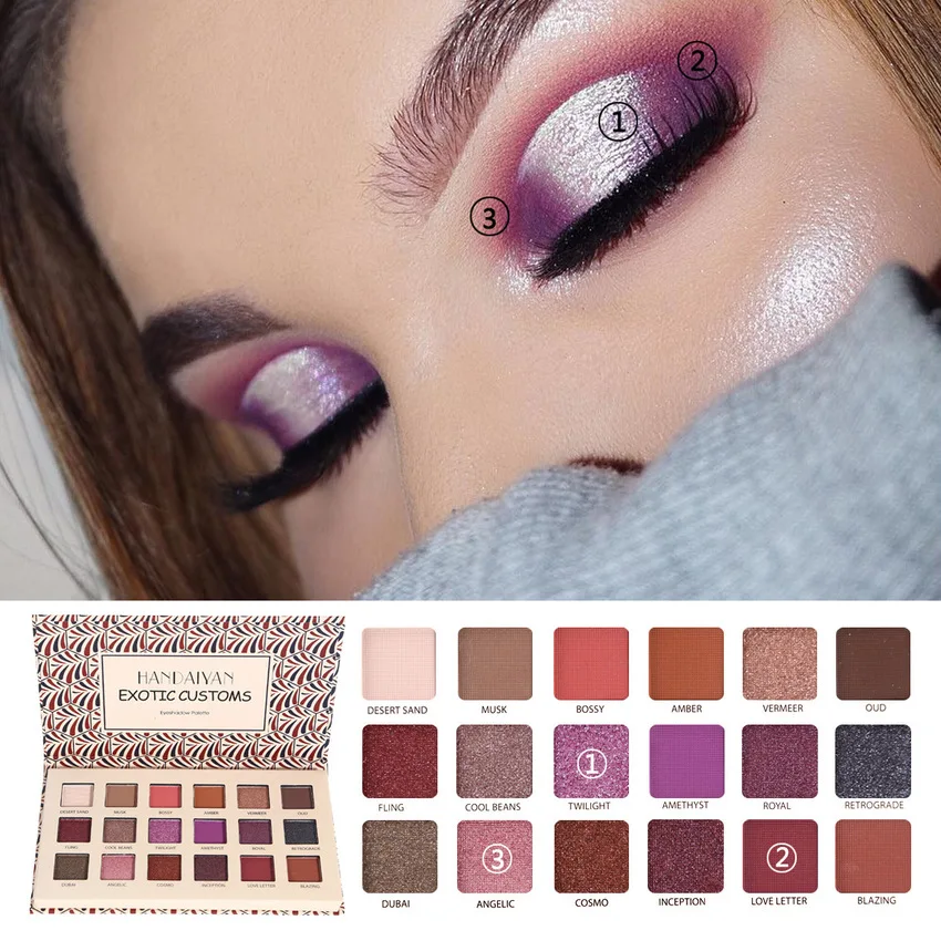 HANDAIYAN 18 Colors Eyeshadow Matte Shimmer Earth Smoky Color Makeup Palette Waterproof Glitter Eye Shadow Powder Pigment Pallet