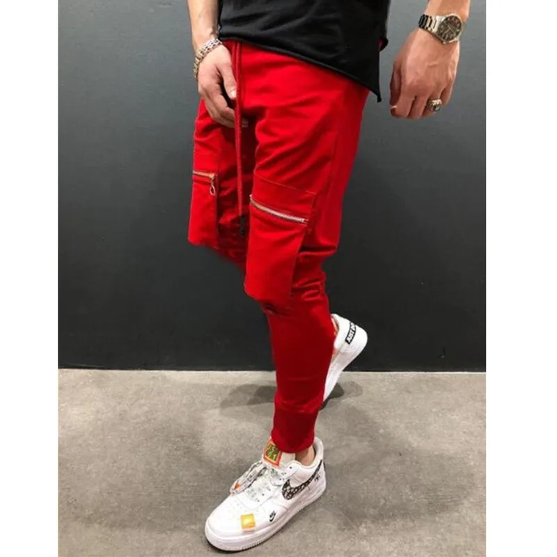 New Spring Sportswear Mens Pants Elastic Waist Sweatpants Loose Pockets Male Pants Joggers Casual Pants Men