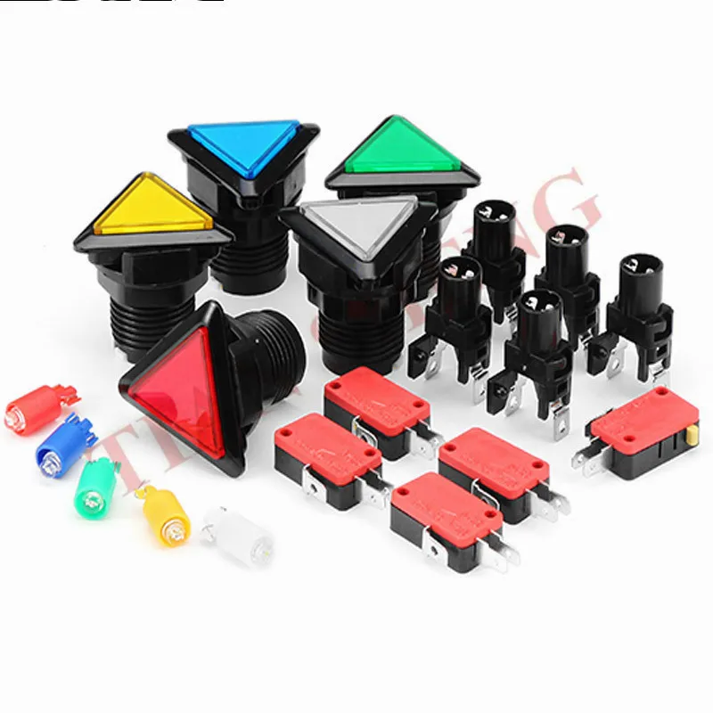 

5 Colors LED Light Lamp 12V 39MM triangle Video Game Player Push Button Switch