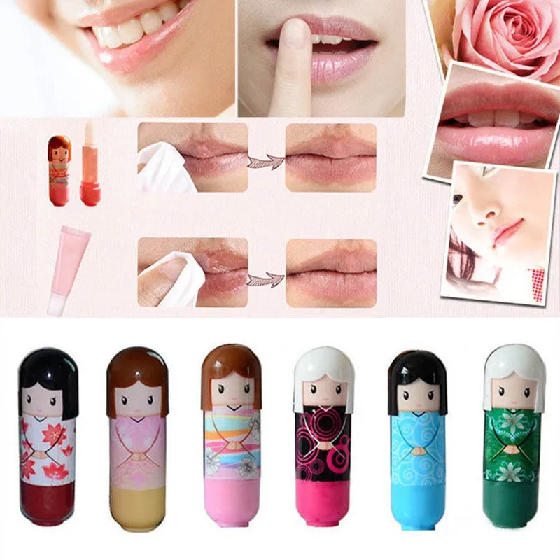 Lábios do Bebê Unidades Pacote Kawaii Quimono Bálsamo Labial 2020 Frutiy Sabor Lipbalm Bonito Boneca Estilo Hidratante Nutritivo 24 - 9 Beleza e saúde