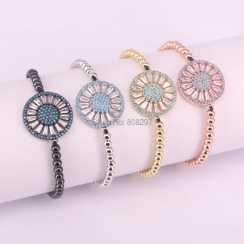 

10Pcs New Arrival Round Charm Bracelets Adjustable Braiding Macrame CZ C Bracelet Jewelry