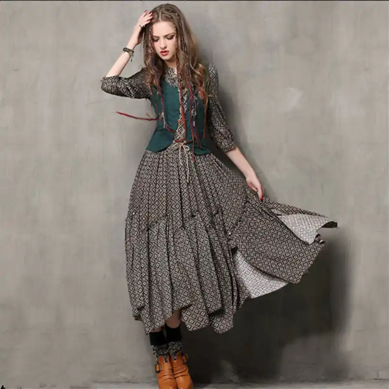 cotton three quarter sleeve dresses