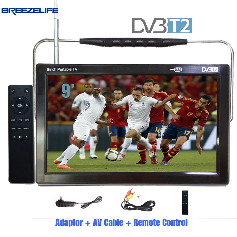 Breezelife ТВ Портативные телевизоры DVBT2 9 дюймов 10 DC12 цифровой Портативный hd dvbt HDMI