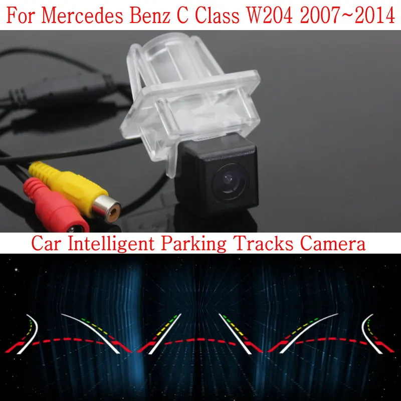 Car Intelligent Parking Tracks Trajectory Camera FOR Mercedes Benz C Class W204 2007~2014 / HD Back up Reverse Rear View Camera