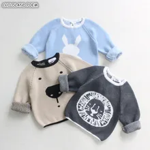 Детские свитера; Весенний кардиган для мальчиков; свитер для маленьких мальчиков с рисунком кролика и медведя; хлопковый свитер для малышей; Детский свитер для мальчиков