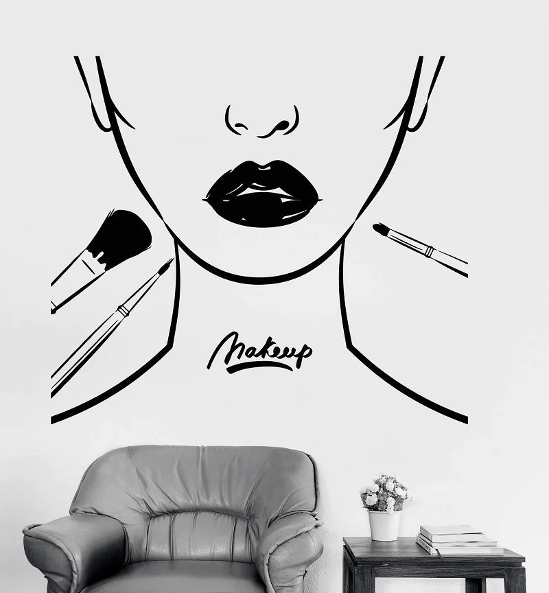 

Vinyl Wall Decal Makeup School Artist Lips Fashion Top Model Stickers Unique Gift 2MY6
